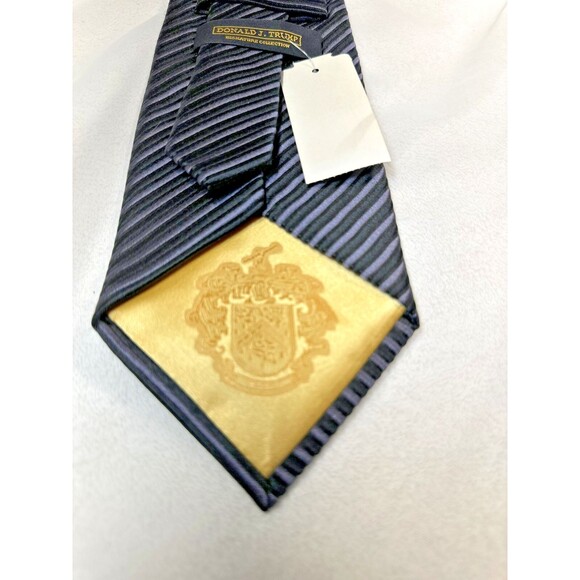 Donald J. Trump Signature Collection Tie Black/Blue/Gray Stripes 100% Silk NWT - Picture 3 of 6